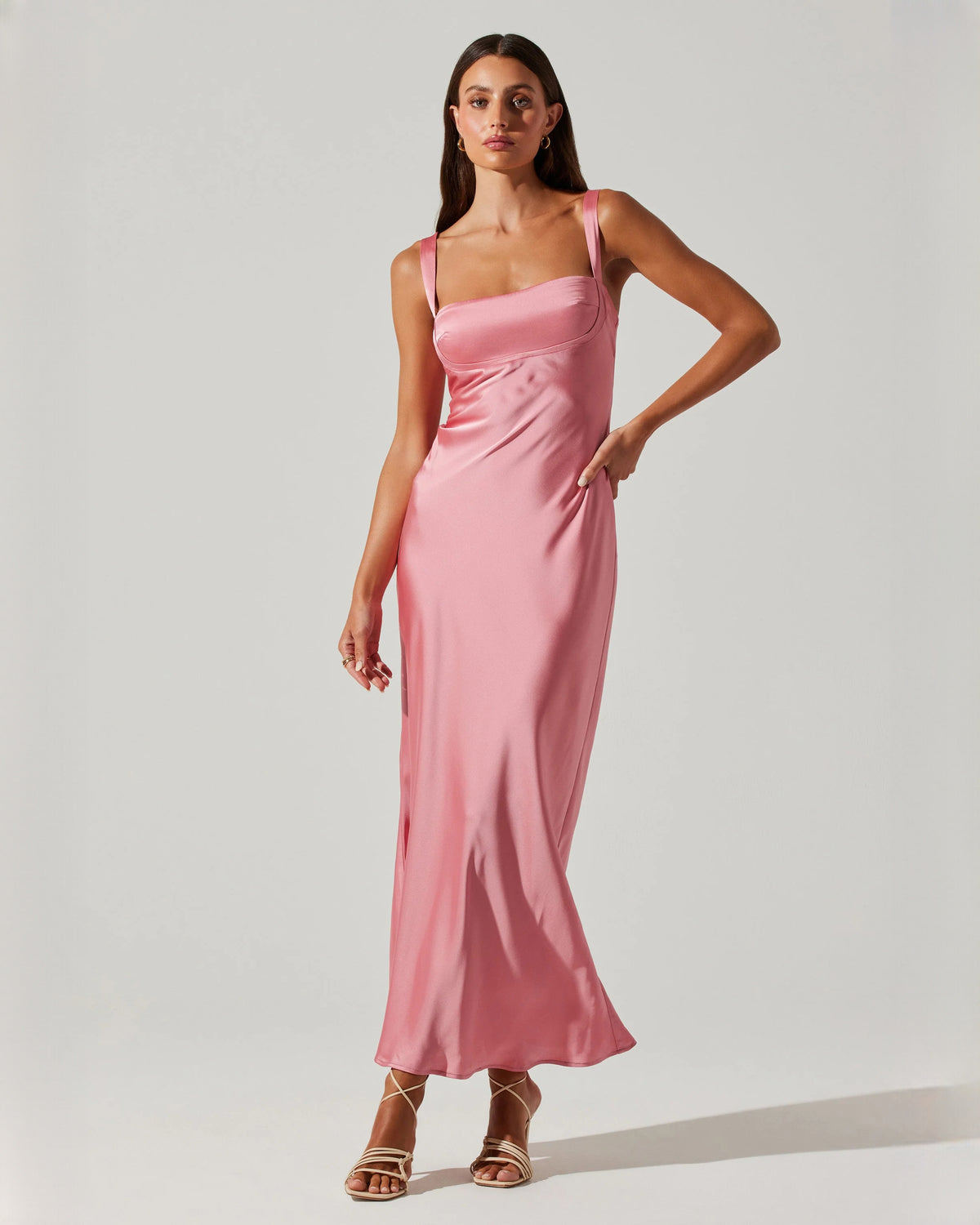 Romantic Bridal Party Sleeveless Satin A-Line Maxi Bridesmaid Dress
