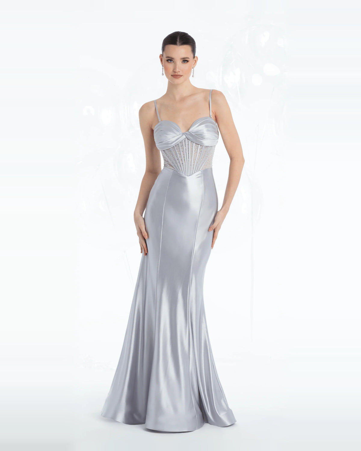 Pleated Corset Sweetheart Trumpet Maxi Prom Dress for Black Tie Event