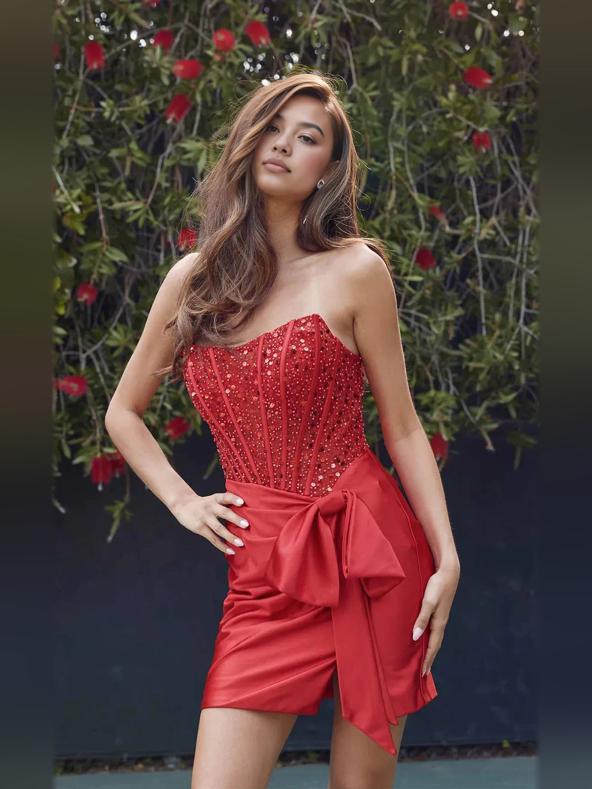 Ruched Draped Strapless Bodycon Mini Satin Homecoming Dress for Hotel Reception