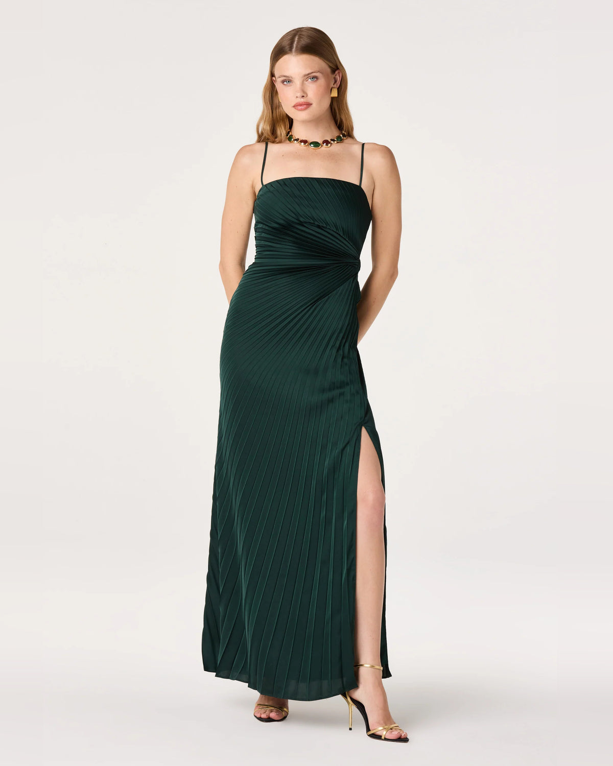 Spaghetti Strap Sheath Maxi Formal Dress for Ceremony Dinner