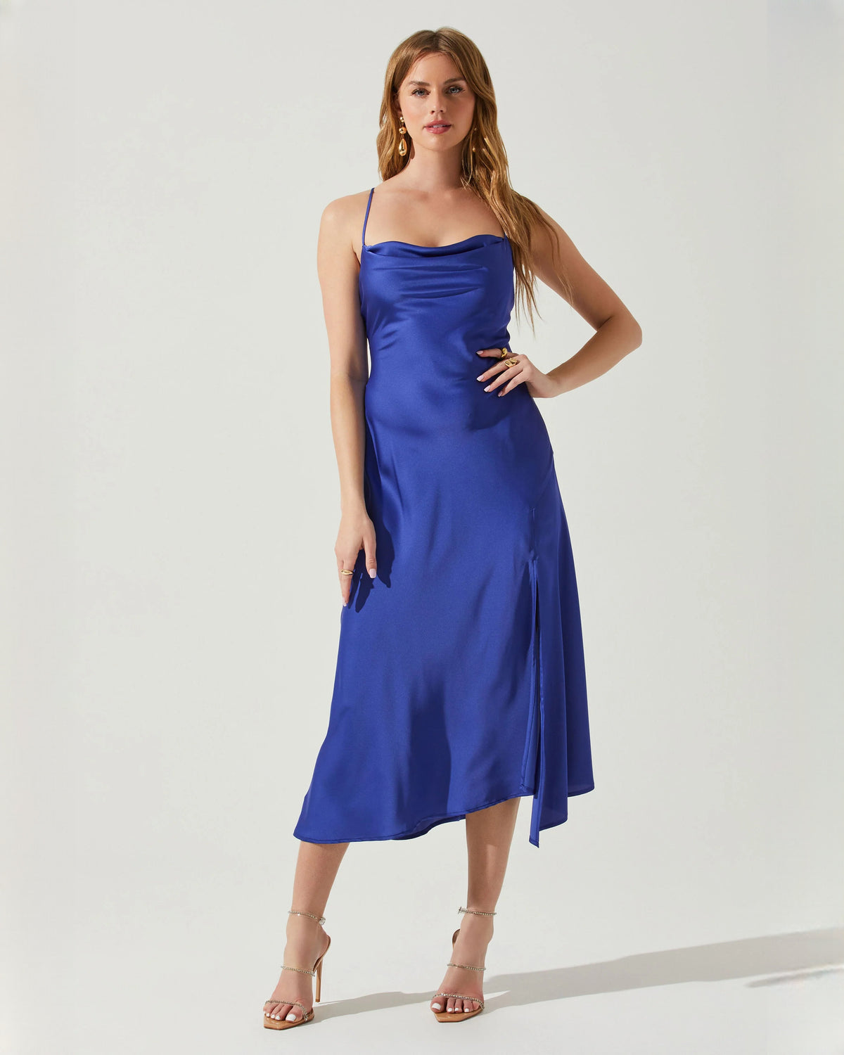 Elegant Bridal Party Sleeveless Satin A-Line Midi Bridesmaid Dress