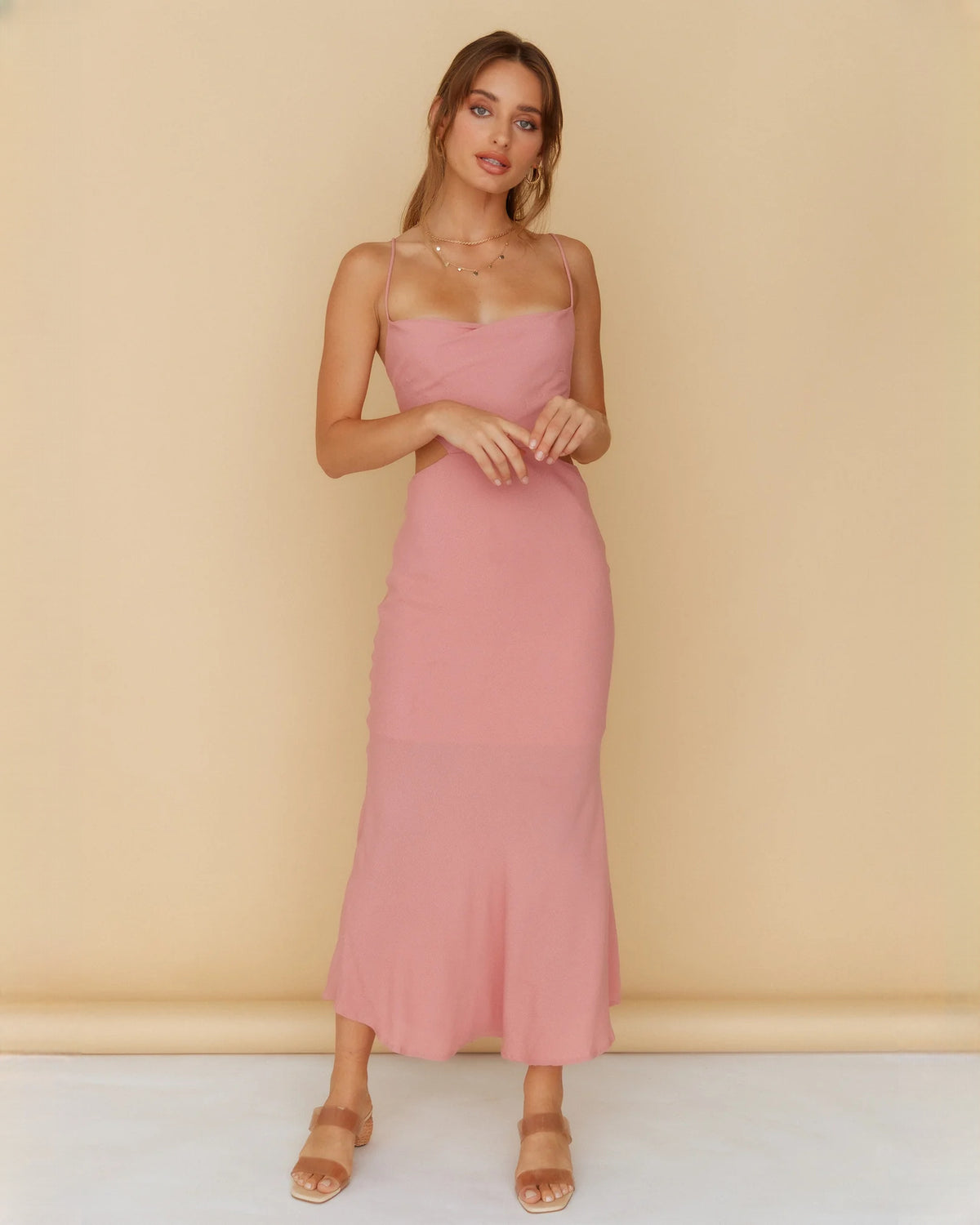 Romantic Destination Wedding Party Sleeveless Satin A-Line Maxi Bridesmaid Dress