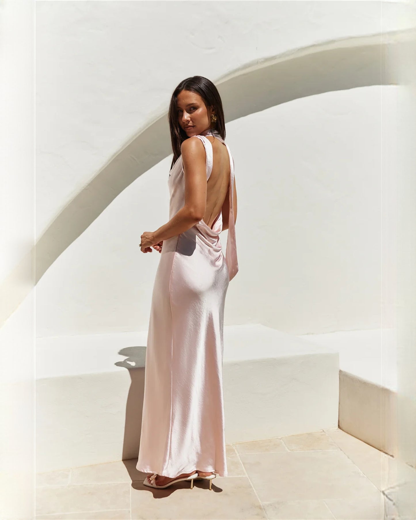 Sleeveless Satin A-Line Maxi Bridesmaid Dress for Rehearsal Dinner