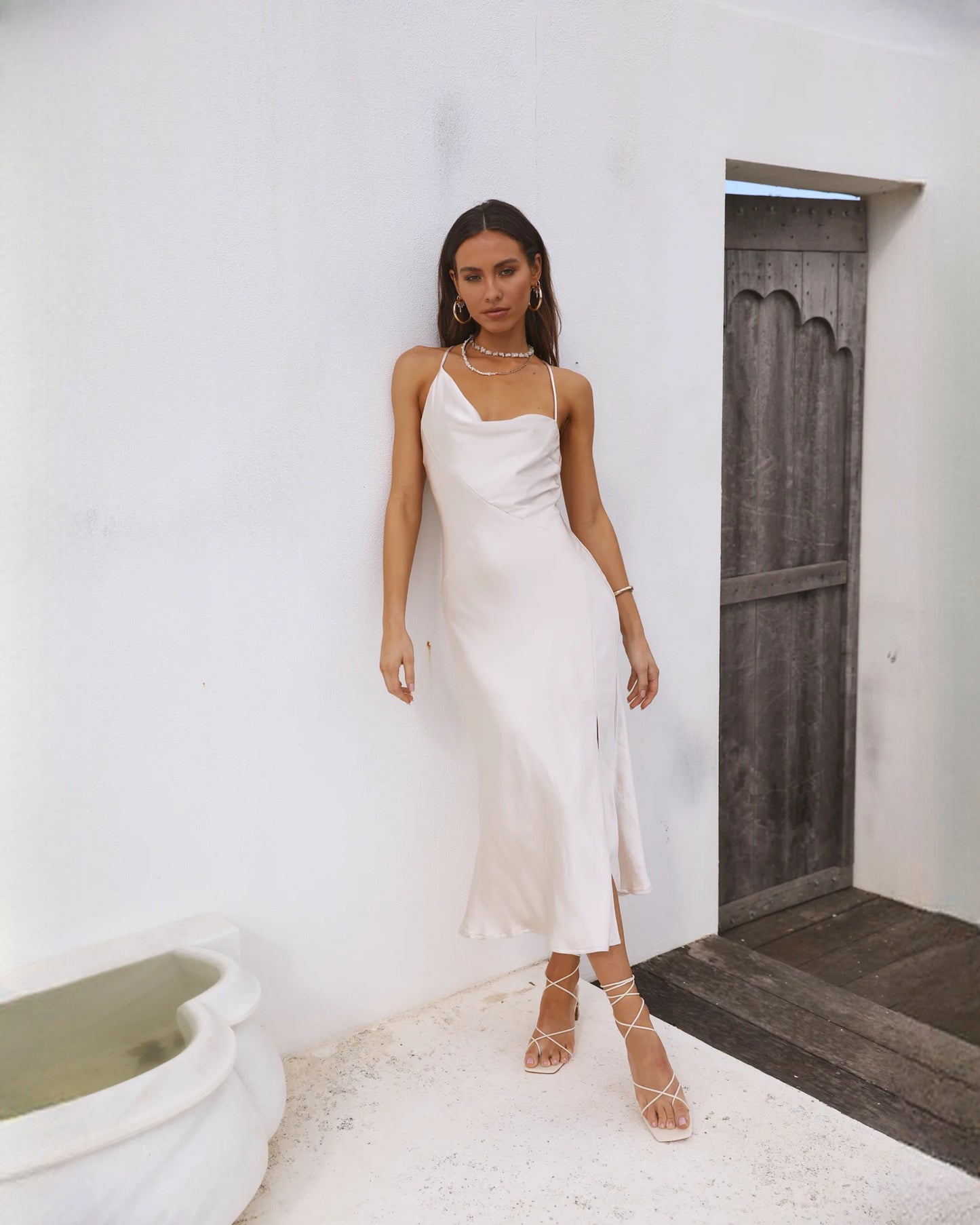 Polished Destination Wedding Ceremony Sleeveless Satin A-Line Maxi Bridesmaid Dress