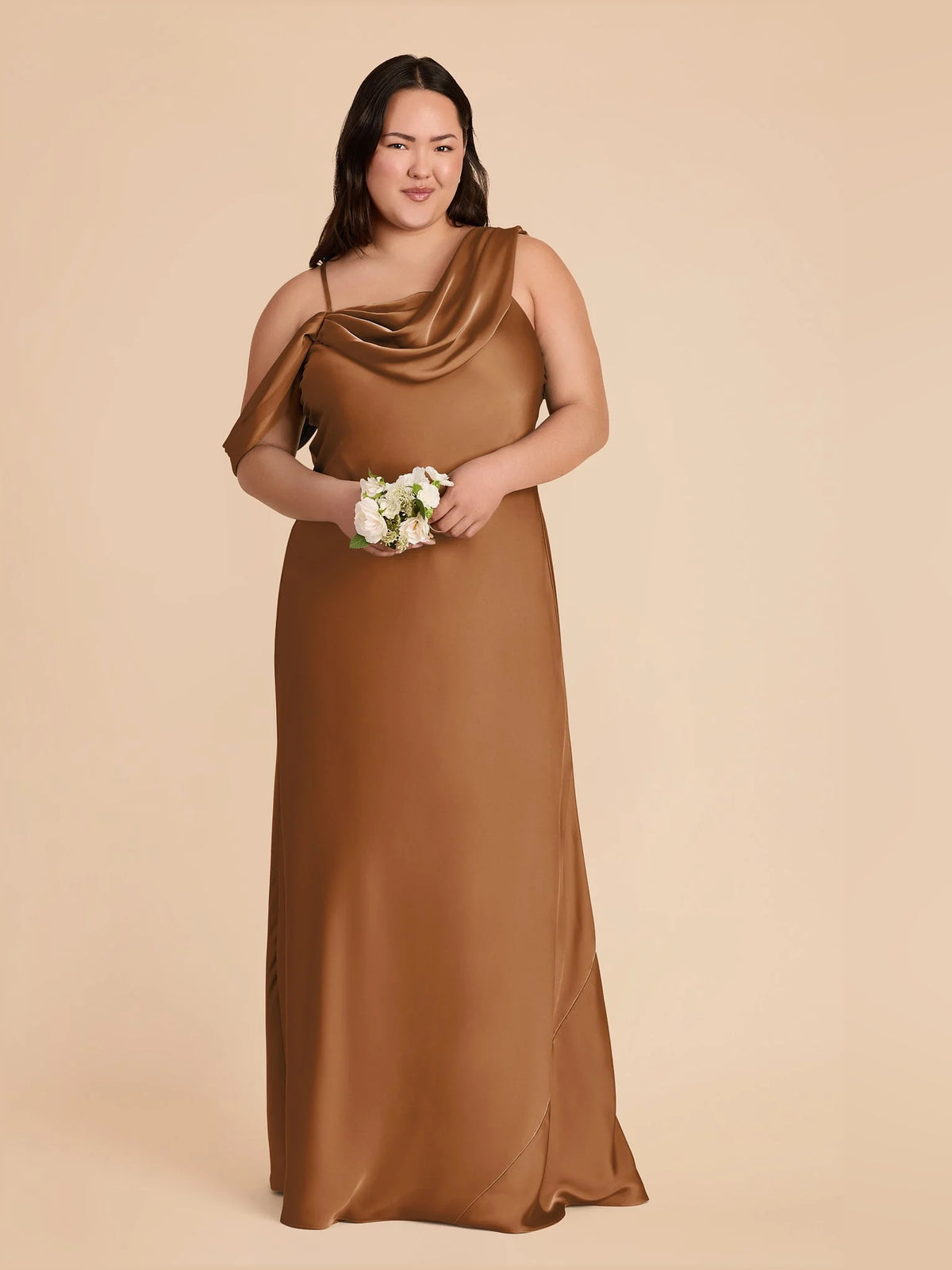 One-Shoulder A-Line Satin Floor-Length Formal Dress