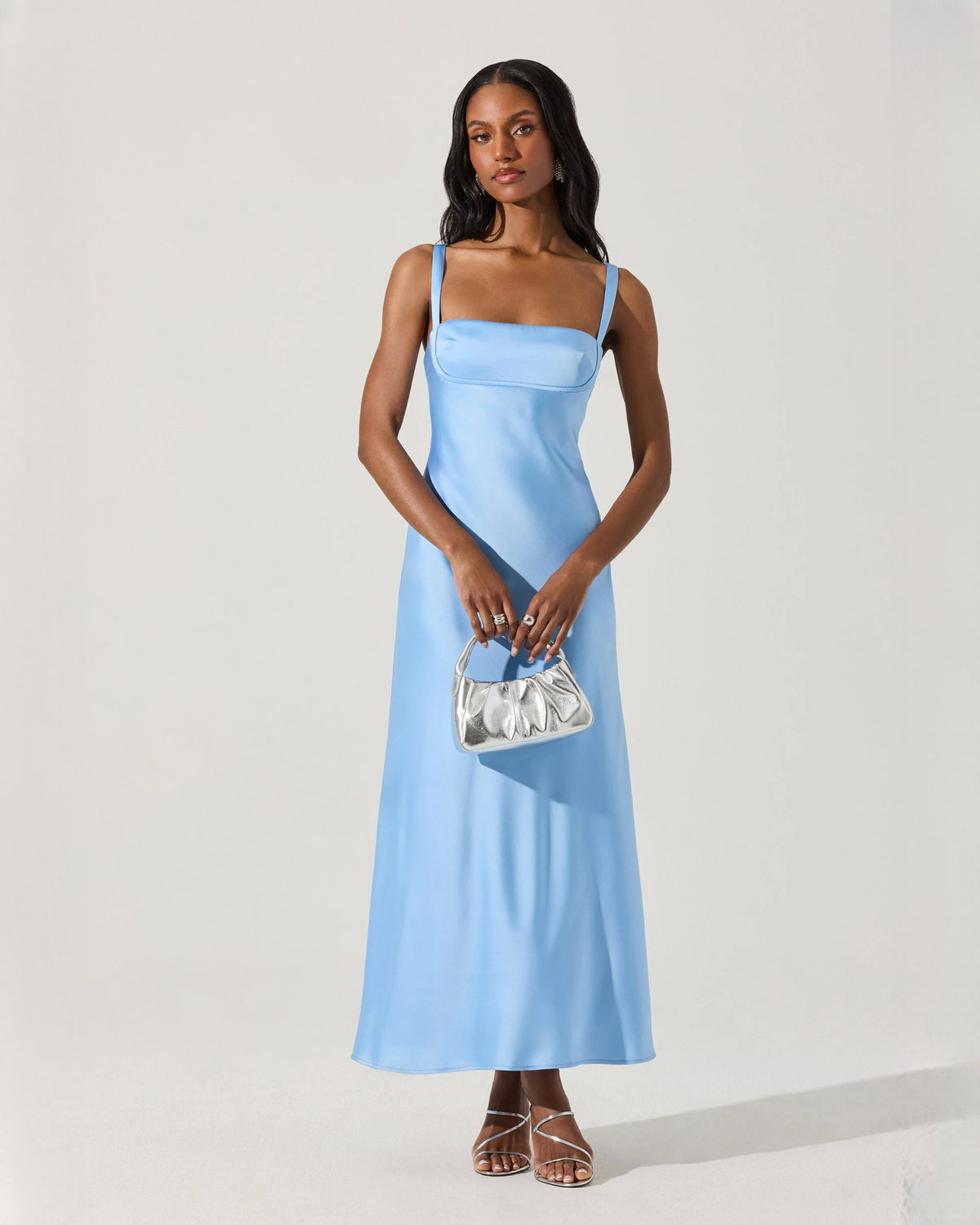 Romantic Bridal Party Sleeveless Satin A-Line Maxi Bridesmaid Dress