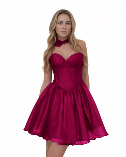 Tulle Strapless Corset Mini Cocktail Homecoming Dress