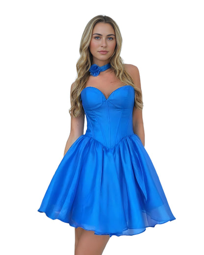 Tulle Strapless Corset Mini Cocktail Homecoming Dress