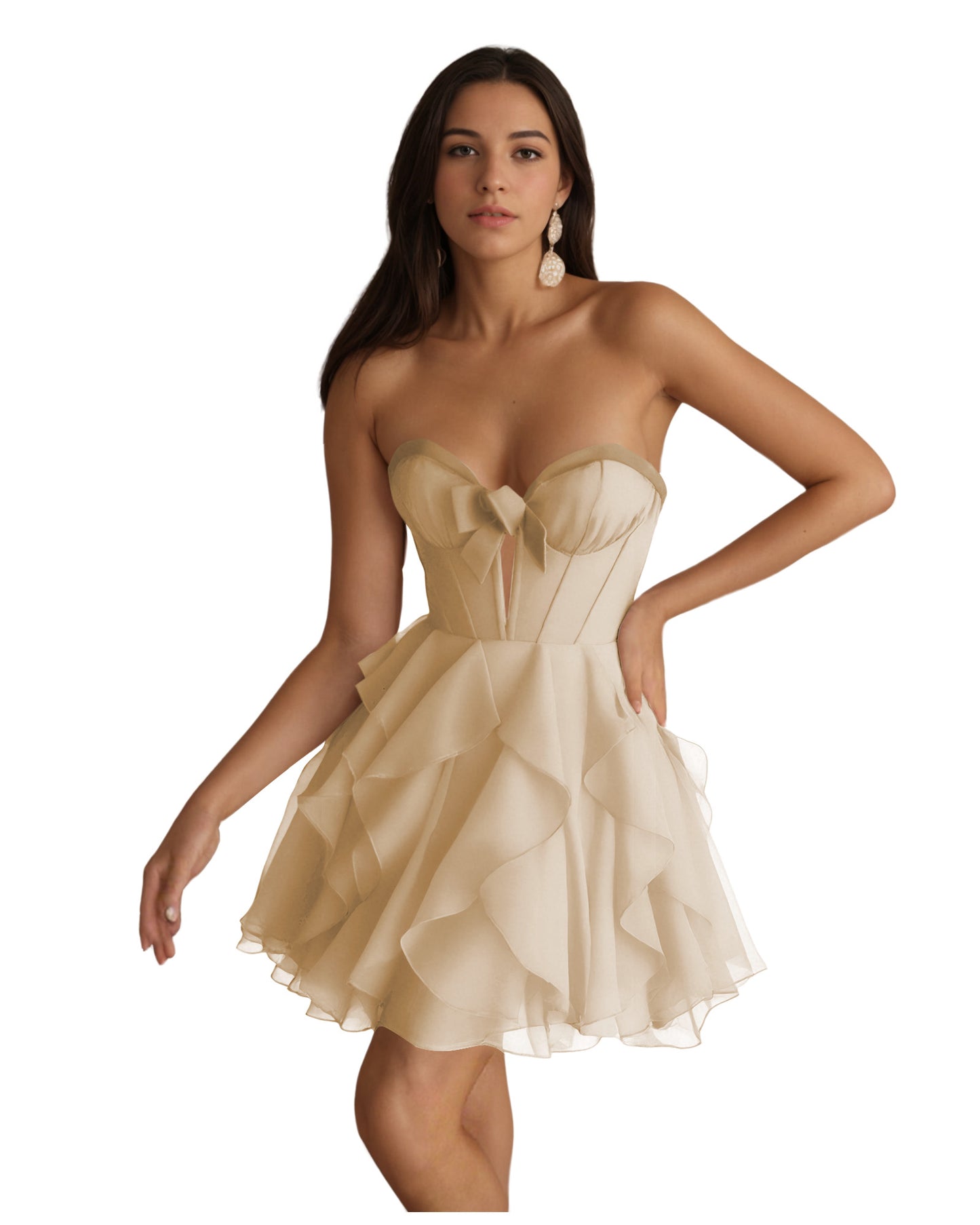 Floral Strapless Corset Ruffled Mini Homecoming Dress