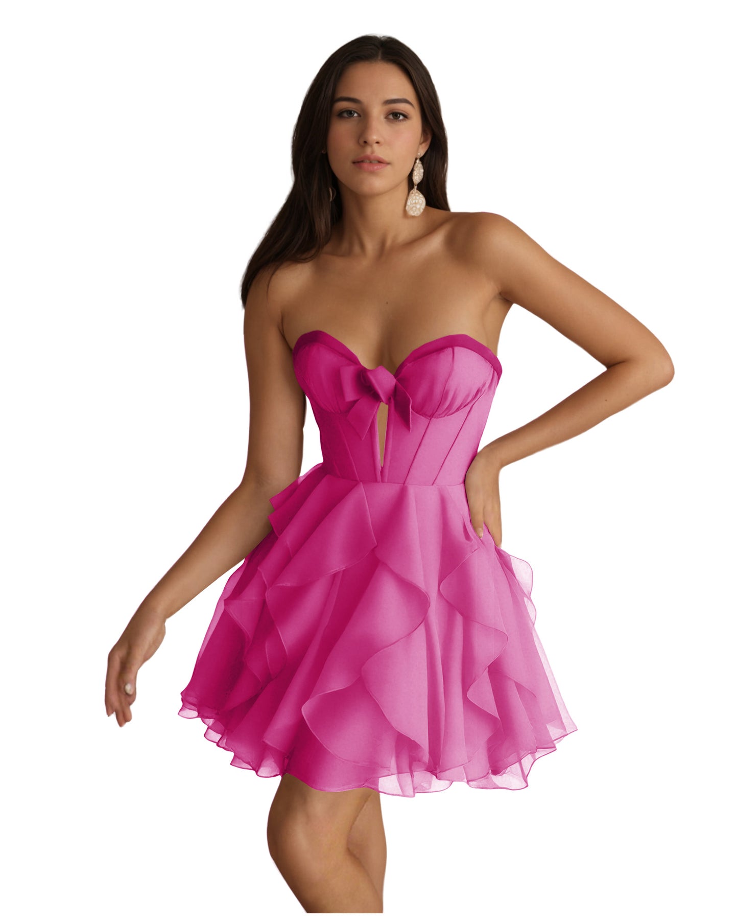 Floral Strapless Corset Ruffled Mini Homecoming Dress