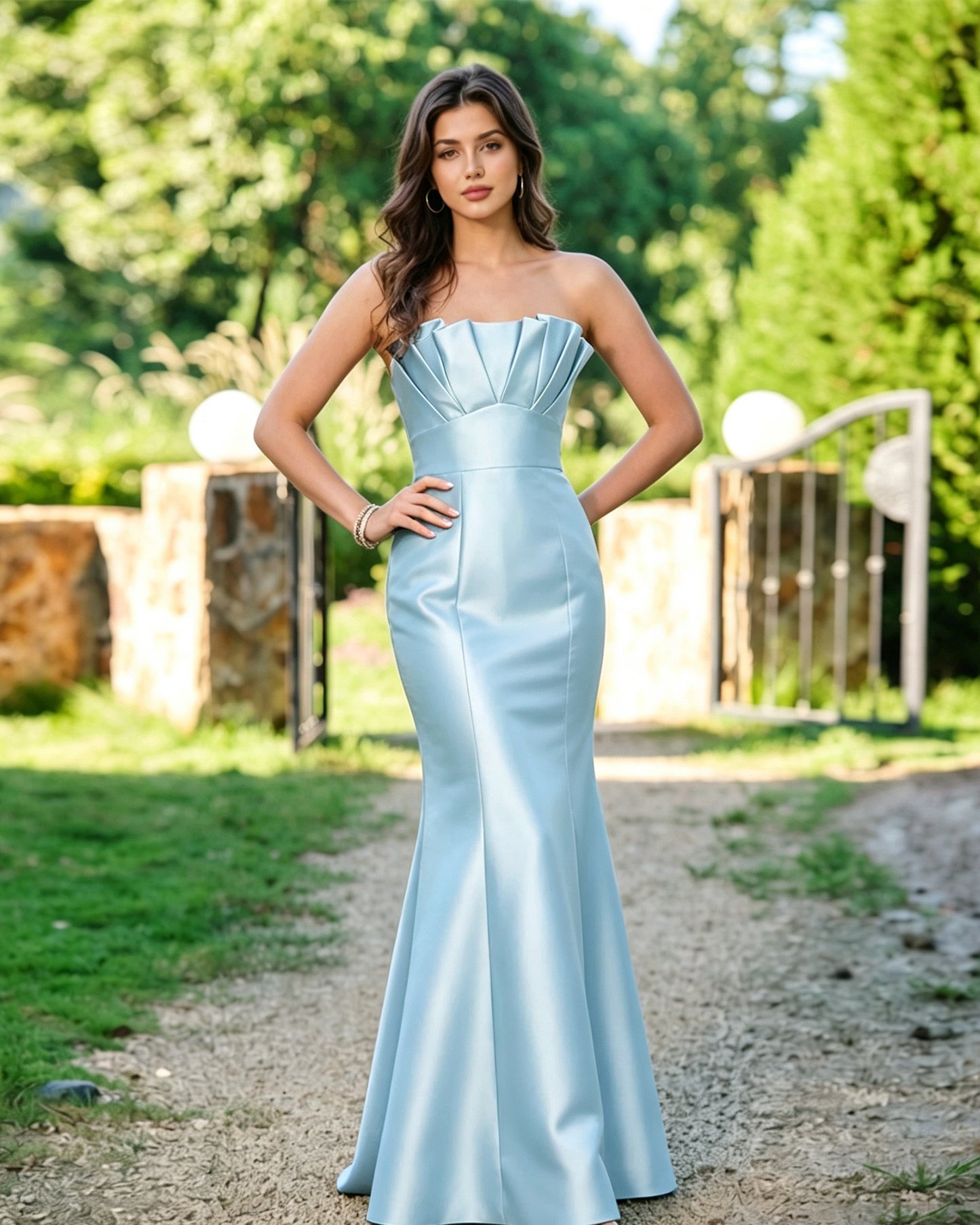 Strapless Pleated Bodice Formal Dress with Mermaid dress