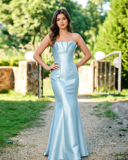 Strapless Pleated Bodice Formal Dress with Mermaid dress