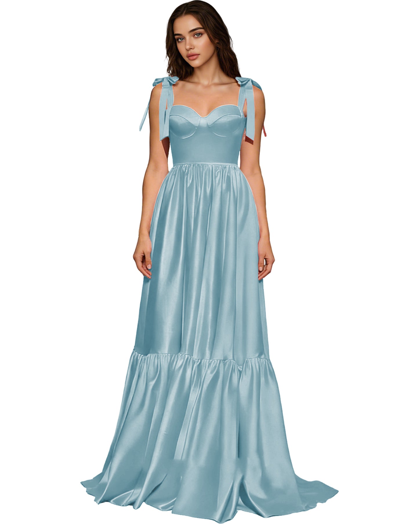 Strapless Black Tulle Ball Gown with Bow Straps and Corset Bodice