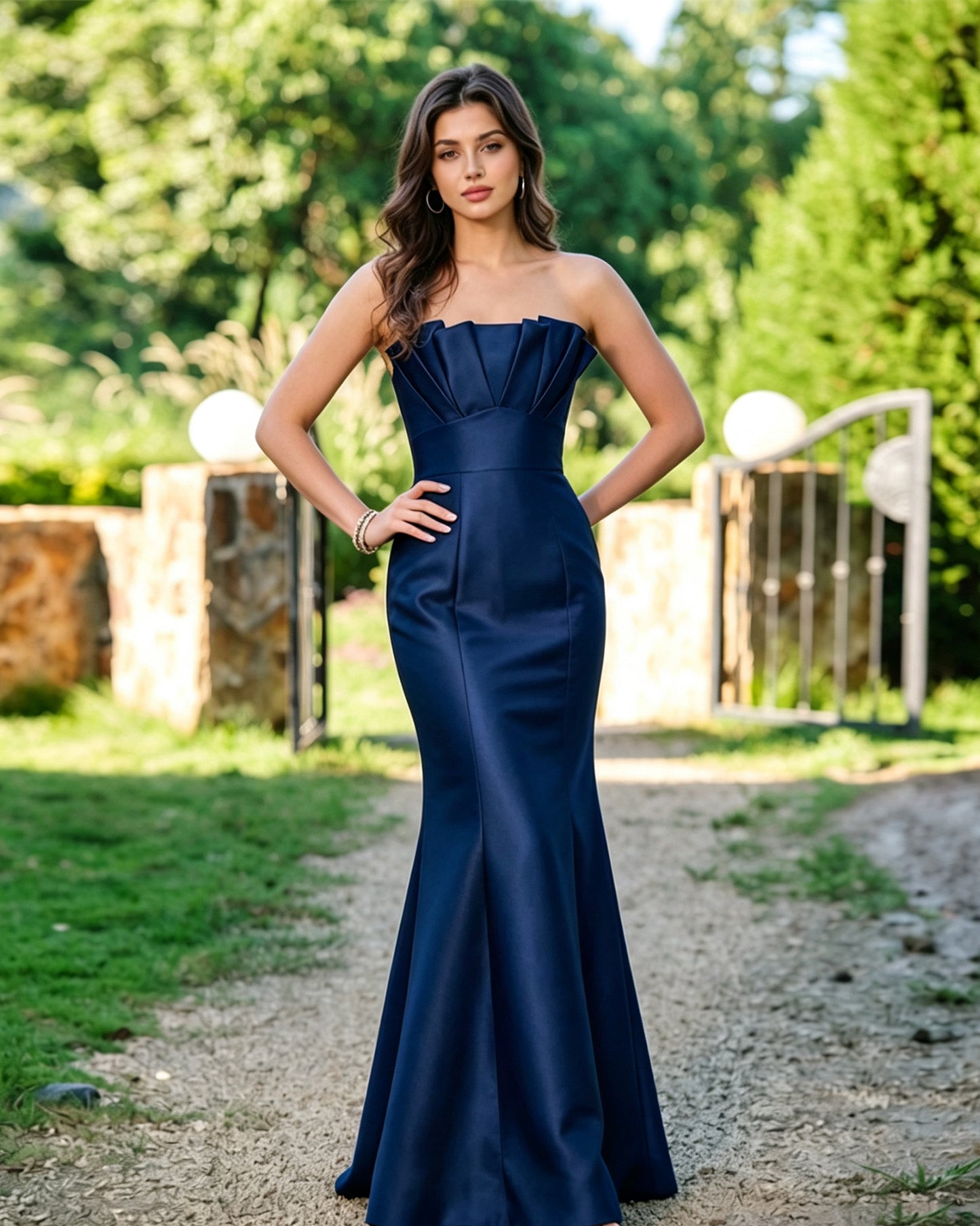 Strapless Pleated Bodice Formal Dress with Mermaid dress