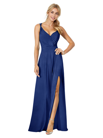 Sweetheart Chiffon Bridesmaid Dress with Spaghetti Straps and Slit