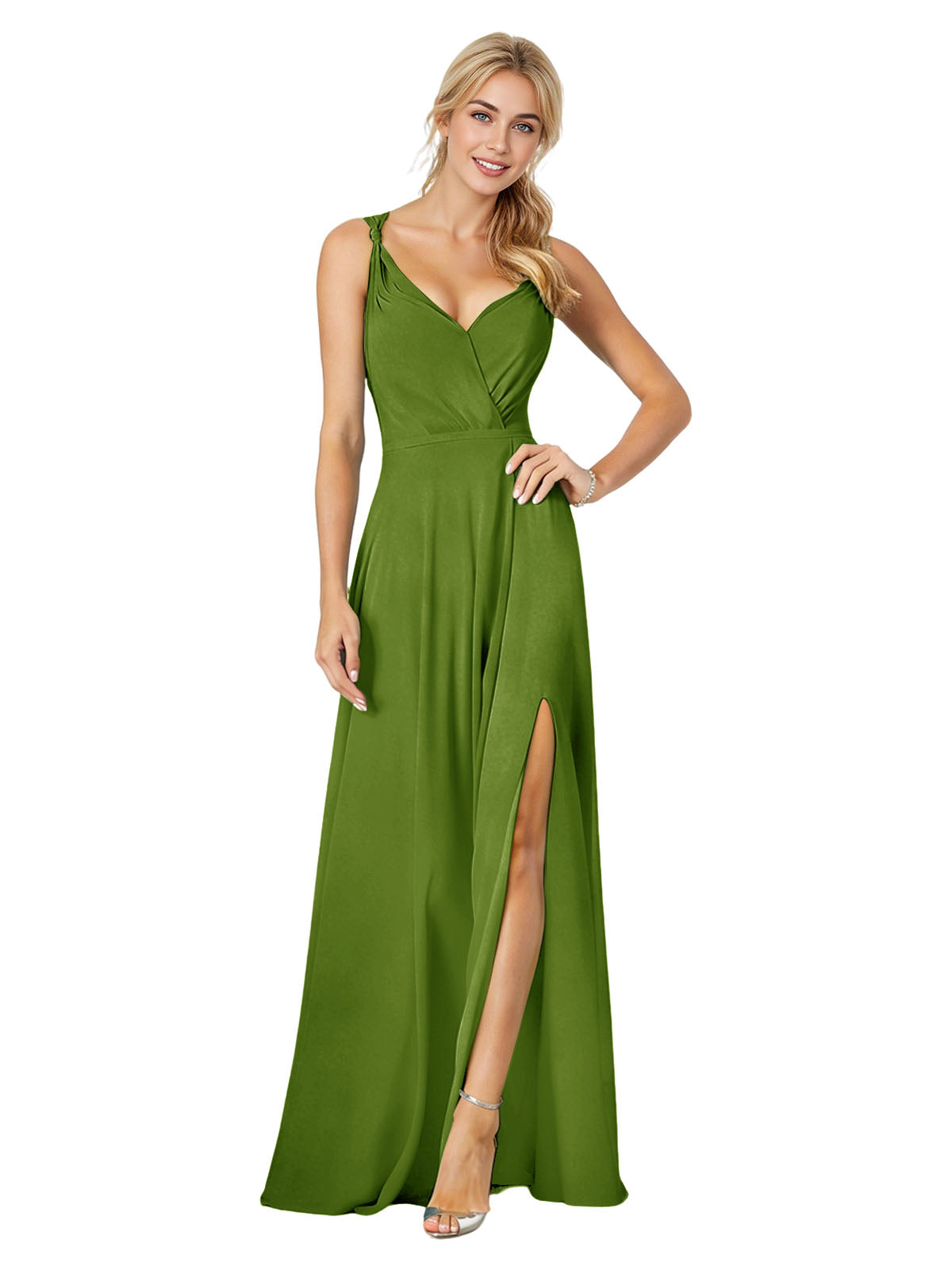 Sweetheart Chiffon Bridesmaid Dress with Spaghetti Straps and Slit