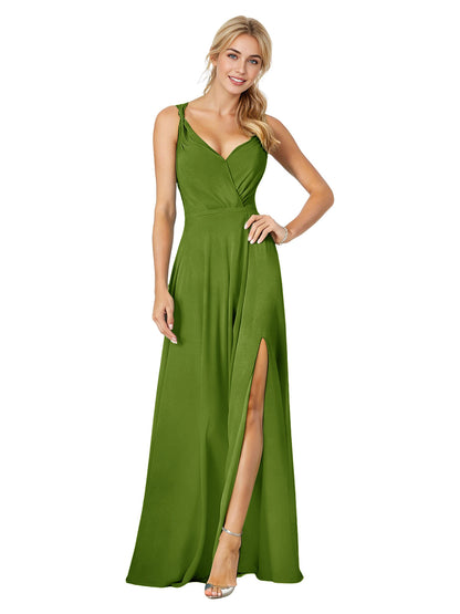 Sweetheart Chiffon Bridesmaid Dress with Spaghetti Straps and Slit
