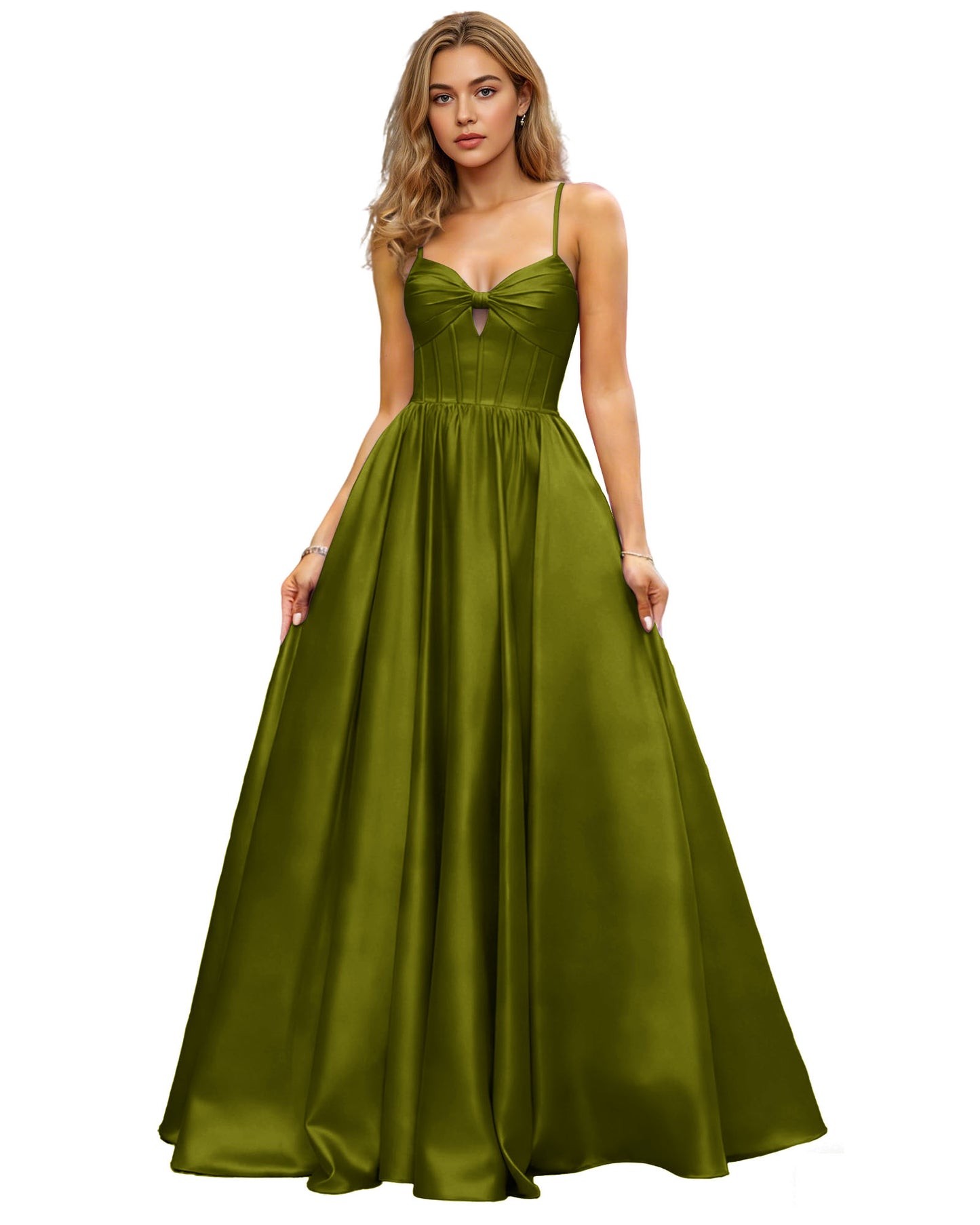 Spaghetti Strap Chiffon Empire Waist Prom Dress with Flowing dress