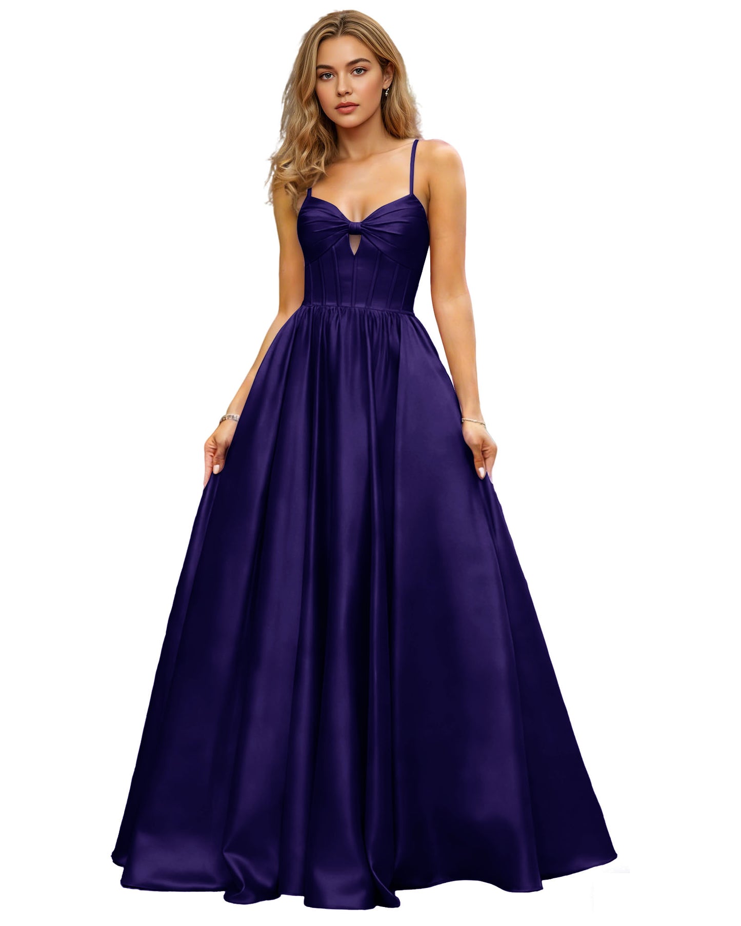Spaghetti Strap Chiffon Empire Waist Prom Dress with Flowing dress