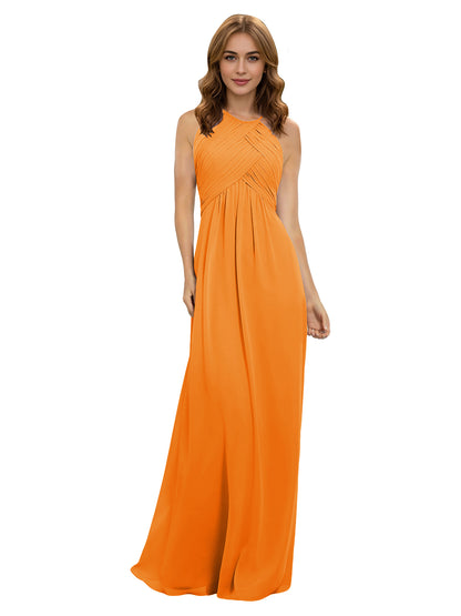 Twist Halter Chiffon Bridesmaid Dress with Keyhole Bodice