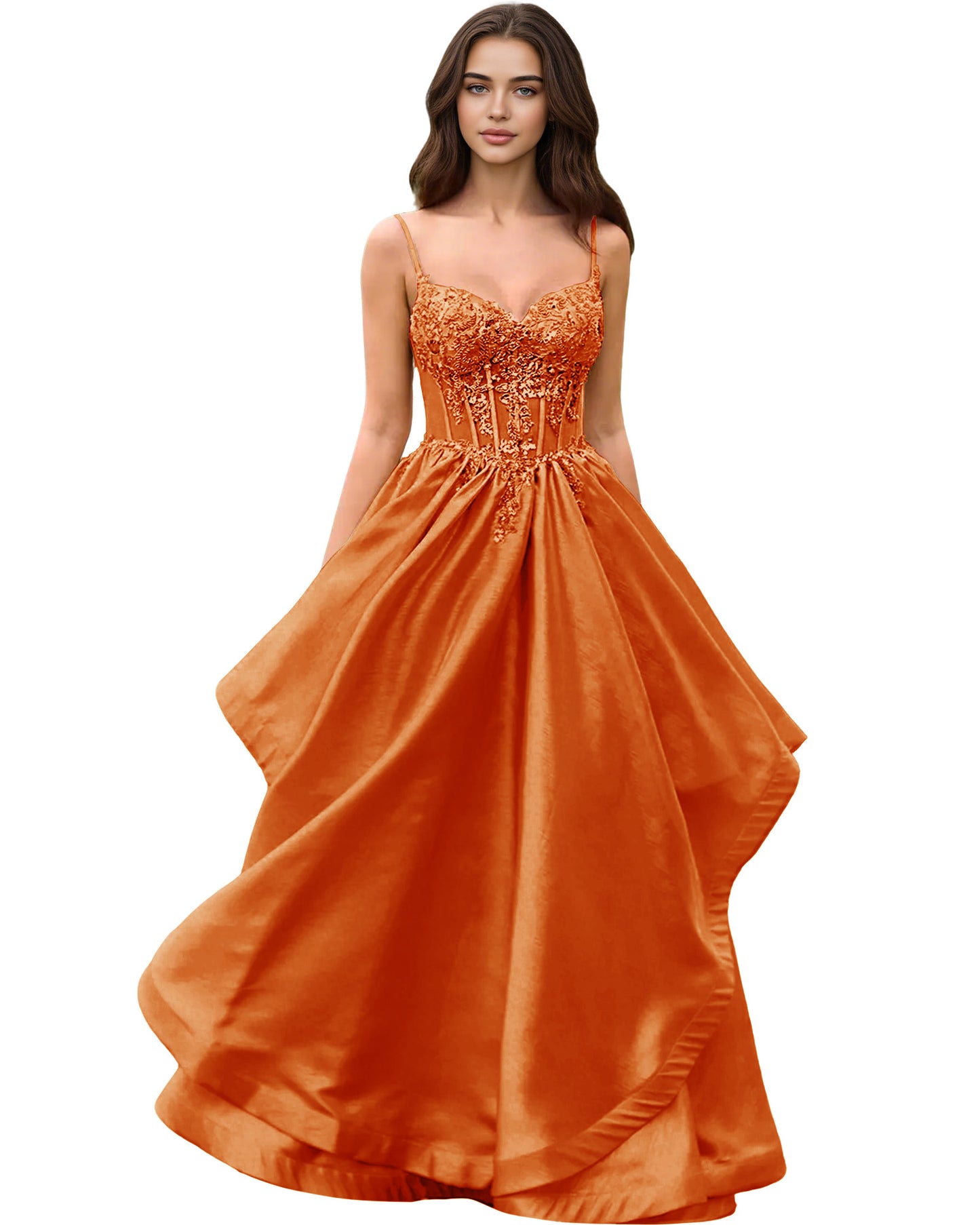 Sweetheart Glitter Tulle A-Line Prom Dress with Layered dress and Corset
