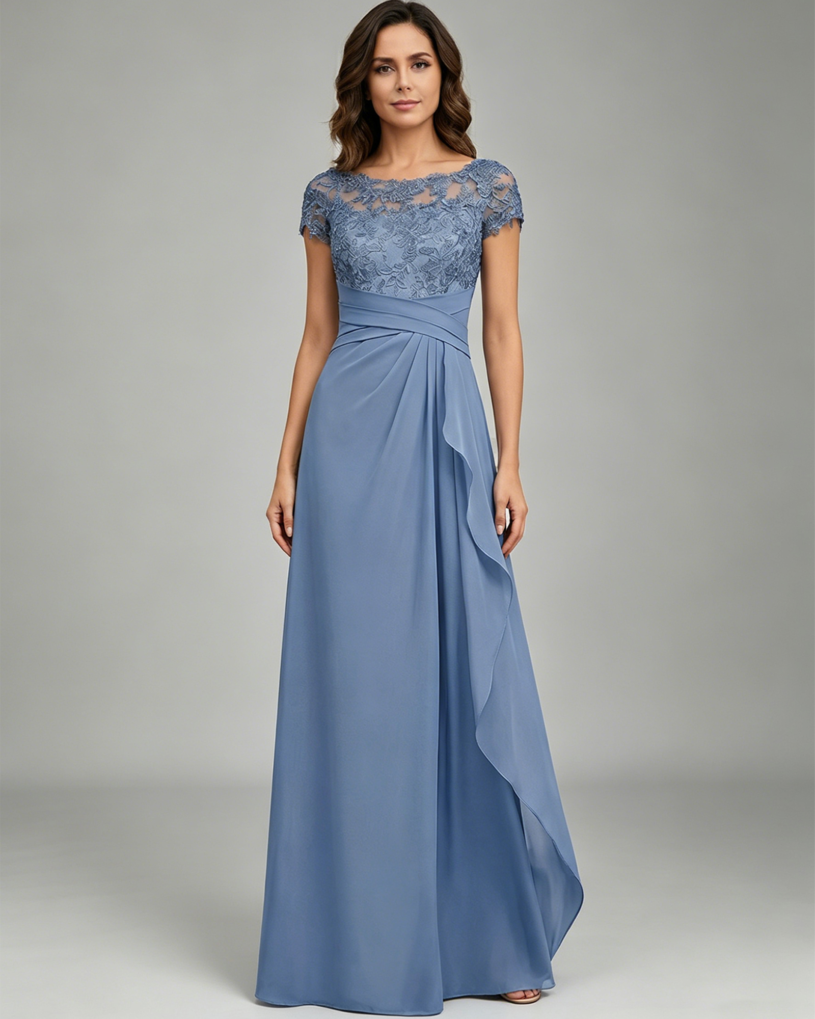 lace applique bodice chiffon moms dress