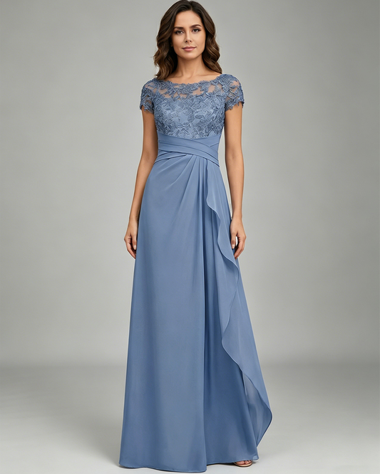 lace applique bodice chiffon moms dress