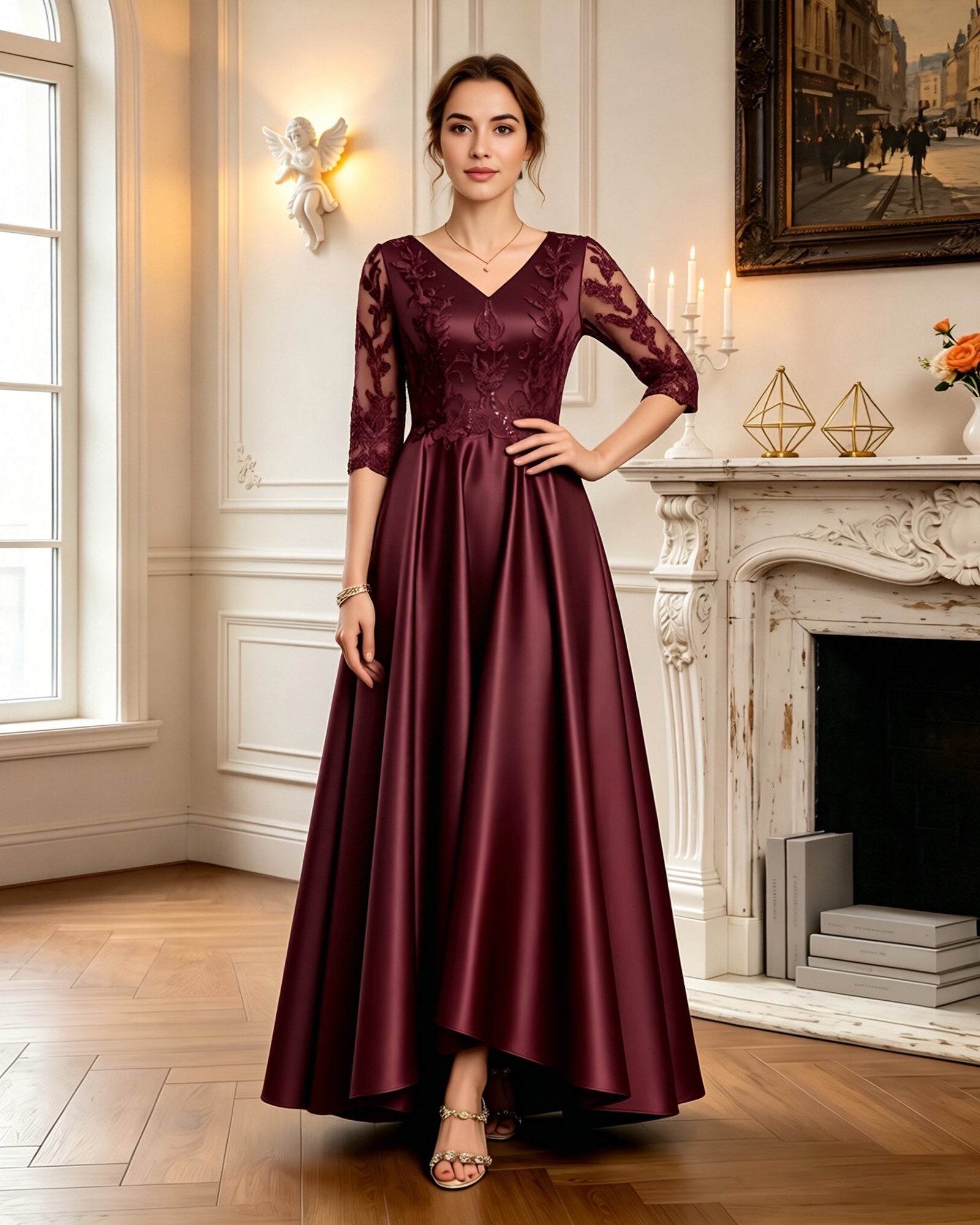 elegant evening gown with side pockets
