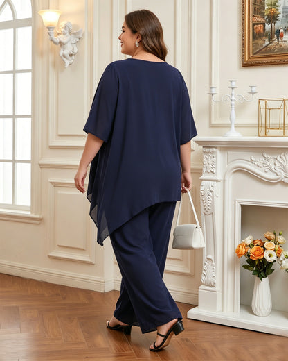 asymmetrical layered tunic pantsuit