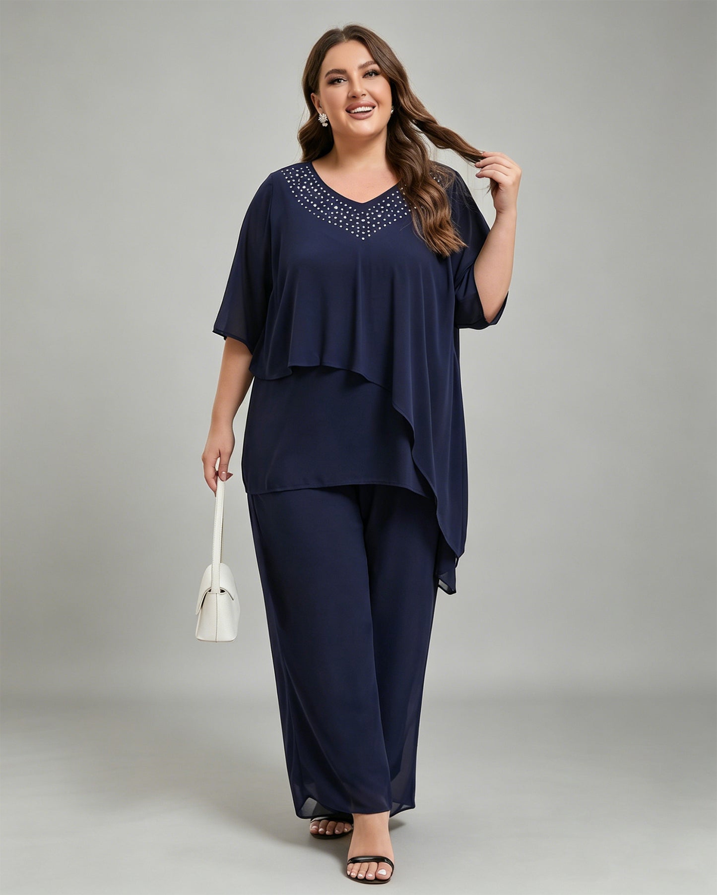 beaded v neck chiffon top