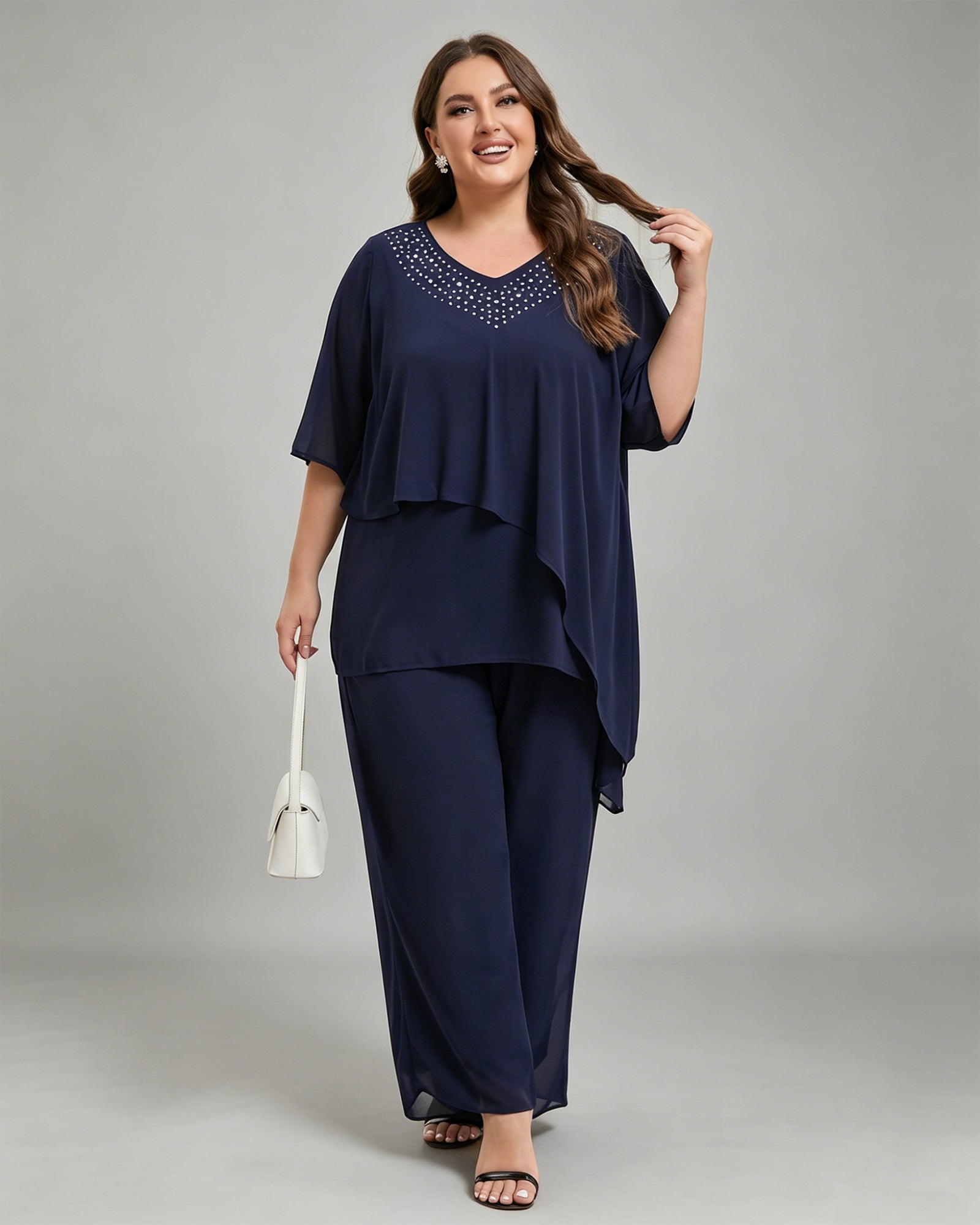 beaded v neck chiffon top