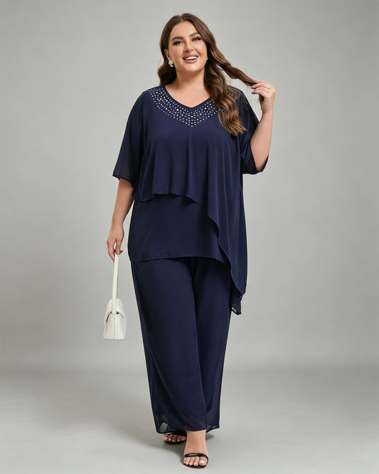beaded v neck chiffon top