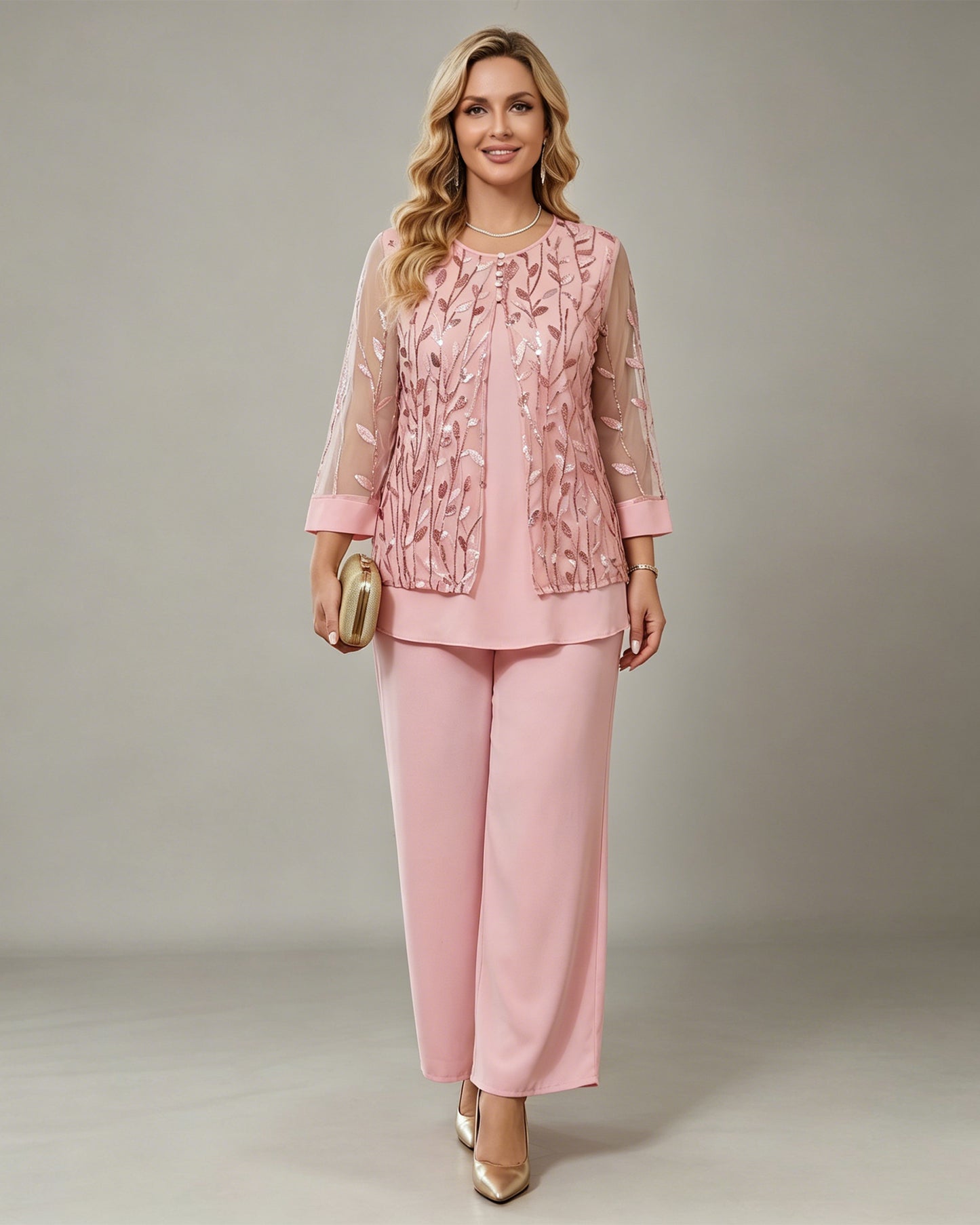 chiffon wide leg pantsuit