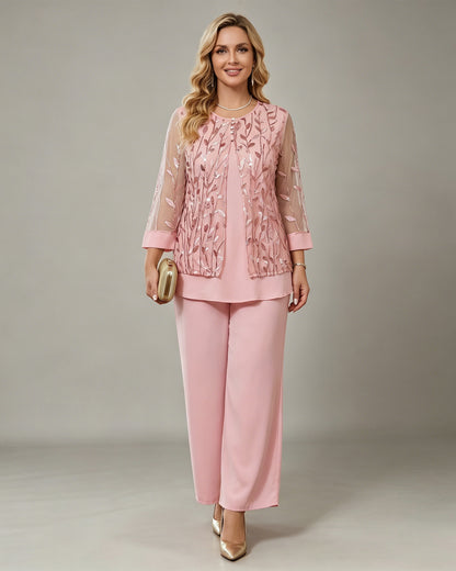 chiffon wide leg pantsuit