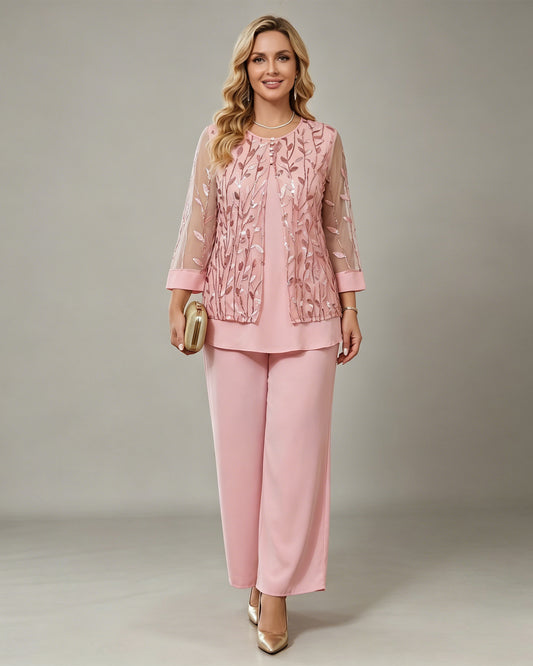 chiffon wide leg pantsuit