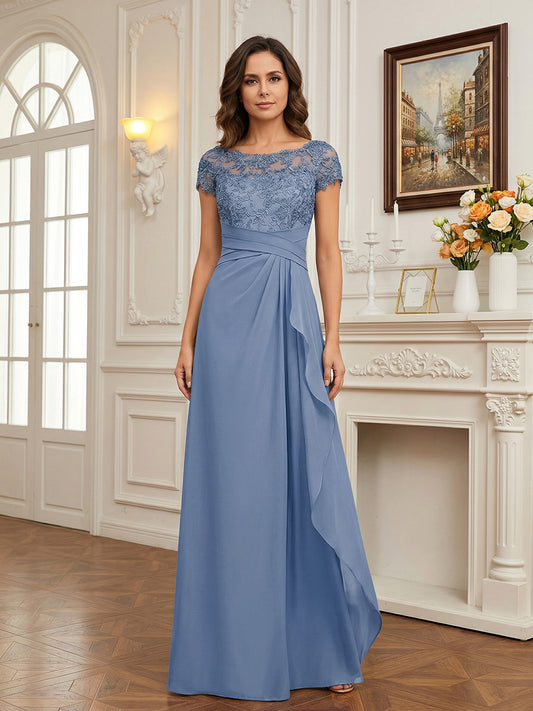 elegant cap sleeves evening dress