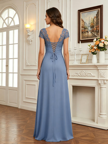 a line floor length formal gown