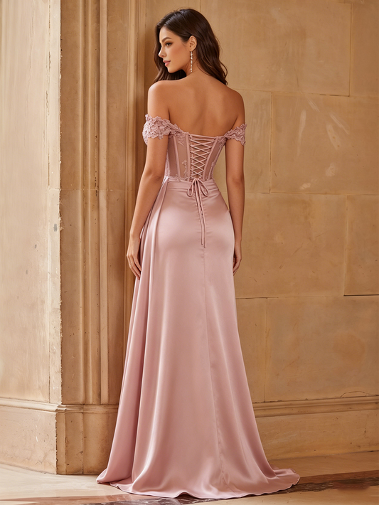 sheer corset bodice formal gown