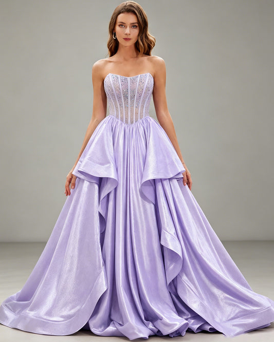 Sheer bodice with exposed boning