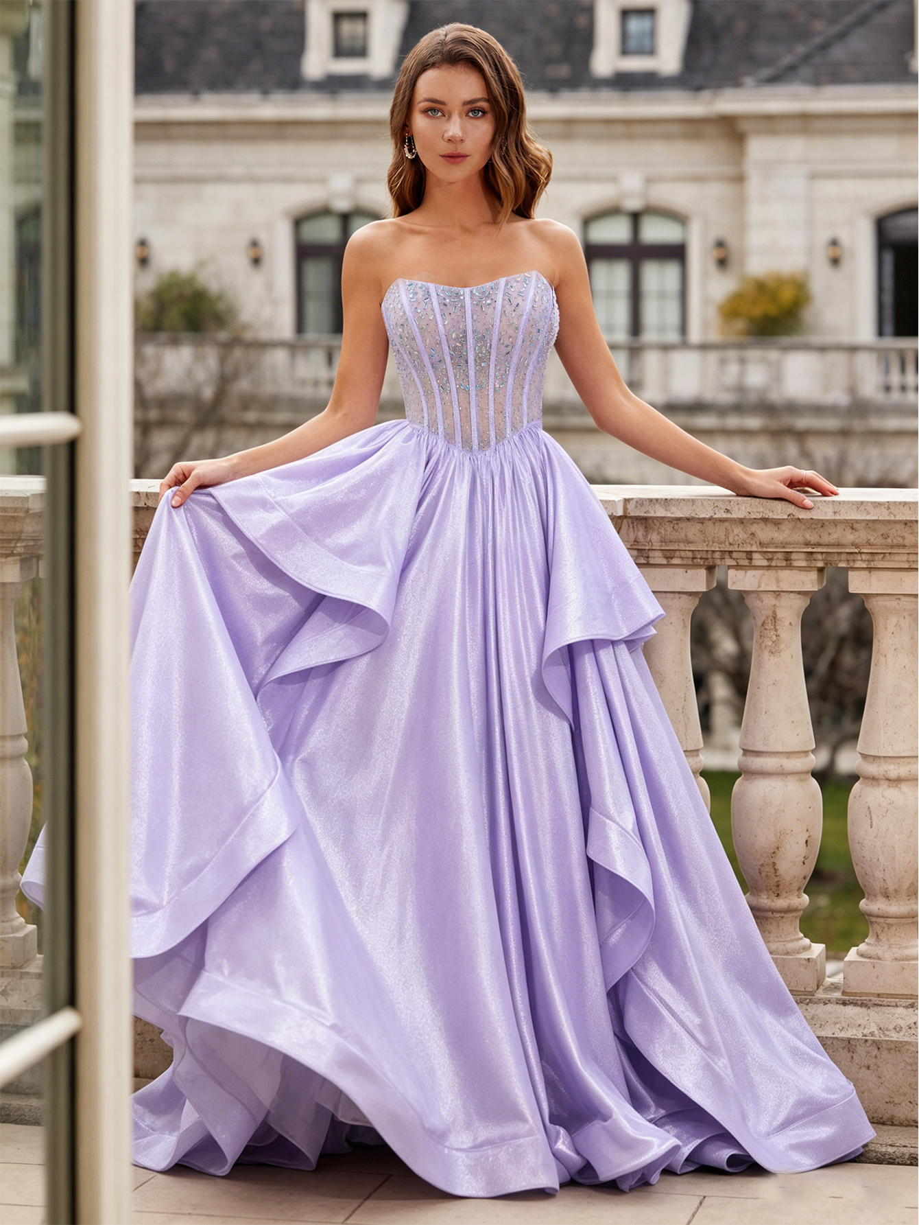 Floor length draped skirt dress