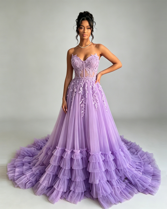 Strapless sweetheart prom dress