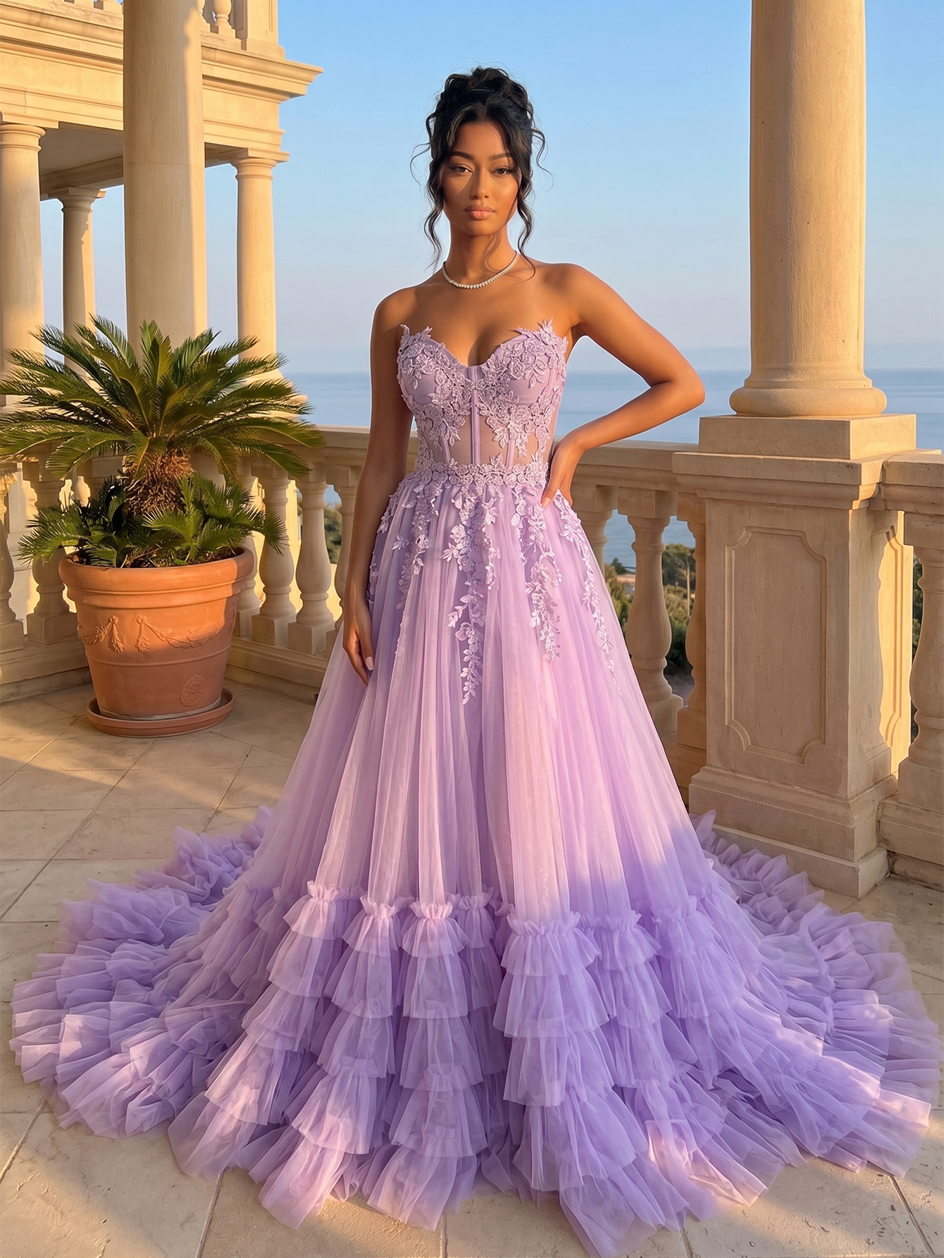 Tiered ruffle tulle skirt