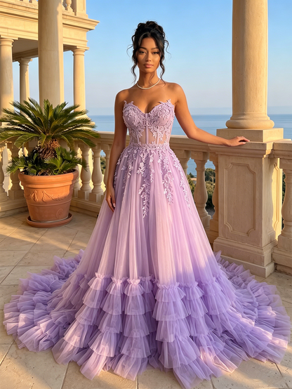 Voluminous A line evening dress