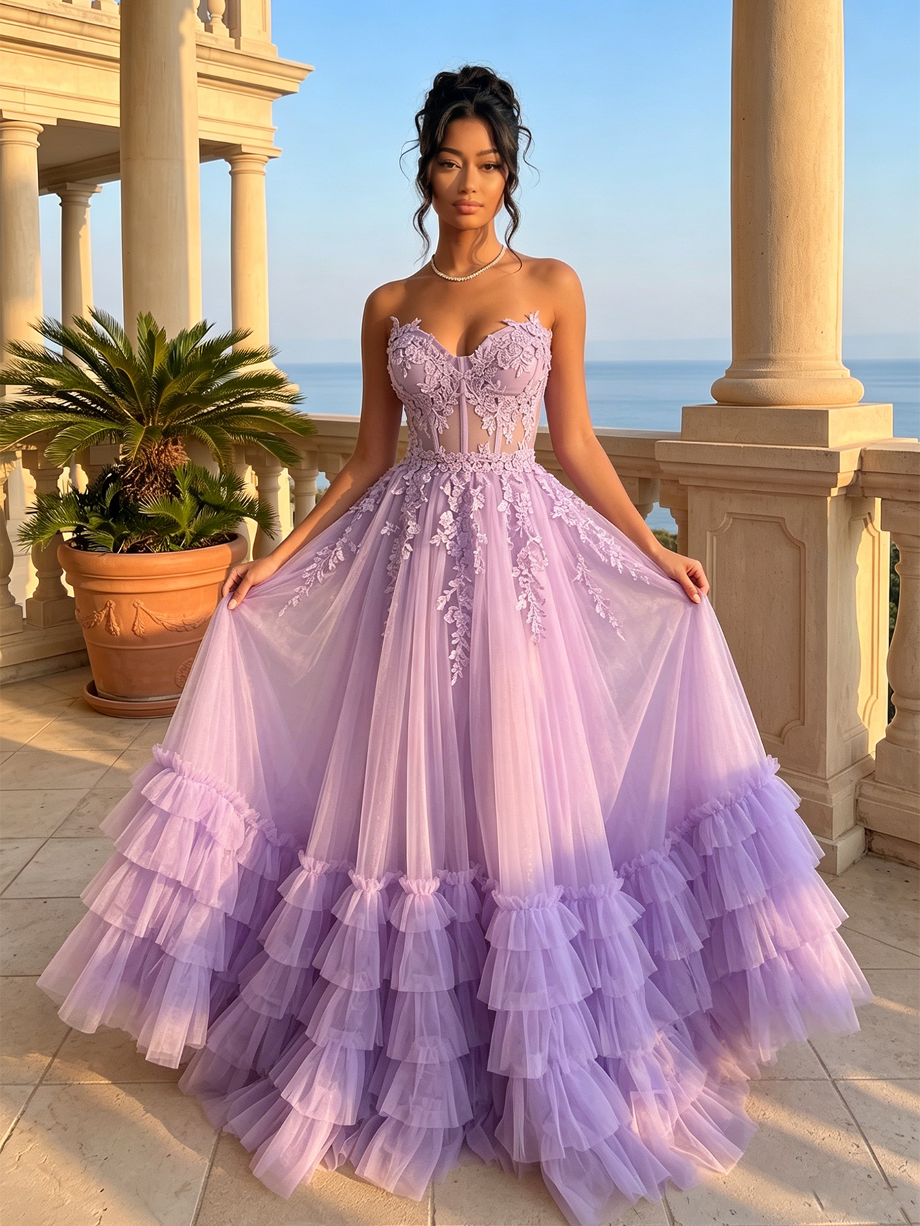 Floral embroidery sheer corset