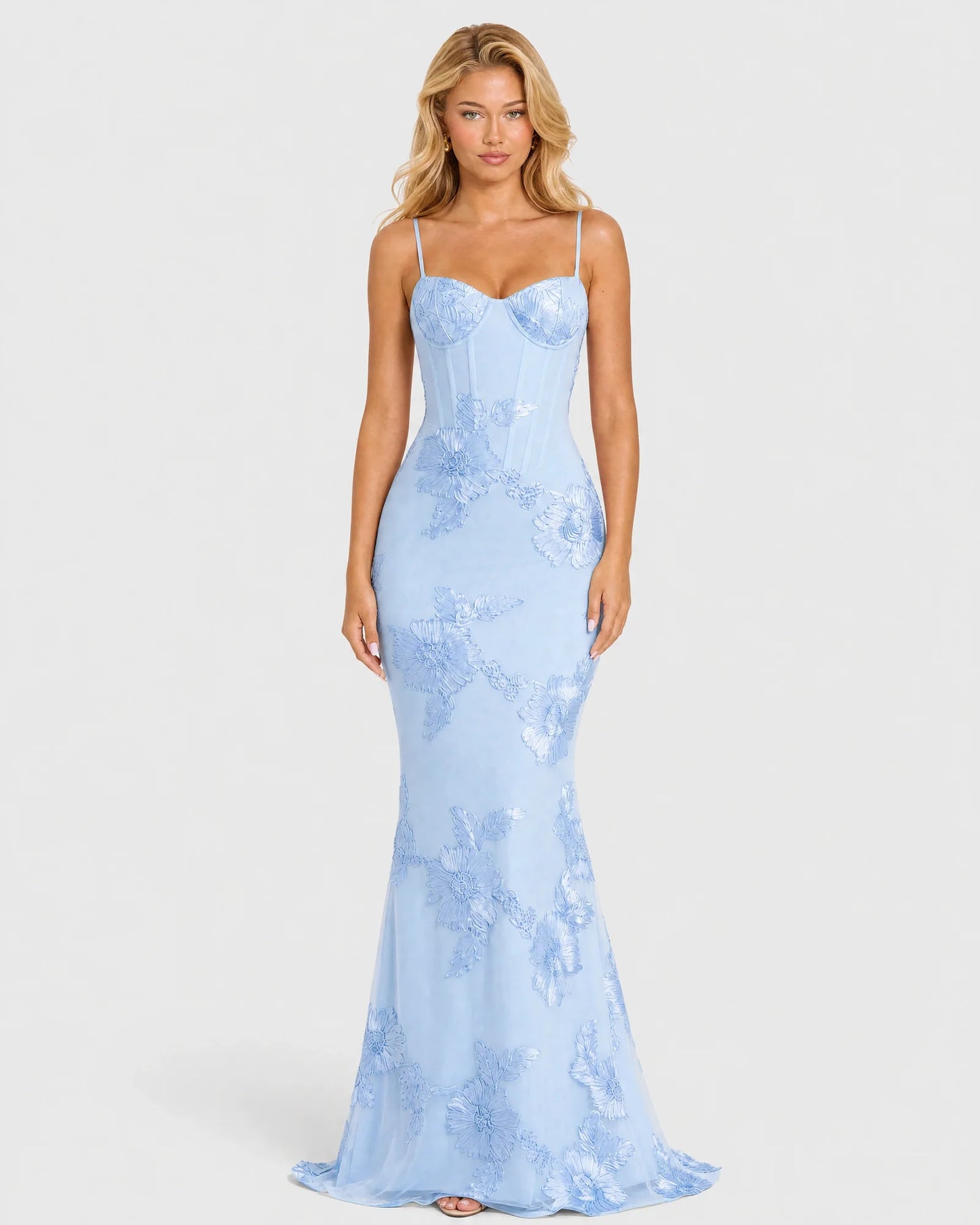 Spaghetti Strap Floral Lace Mermaid Formal Dress